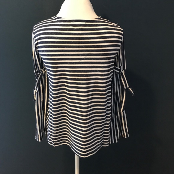 Striped Navy & White Top with Arm Tie Strings - Picture 8 of 8